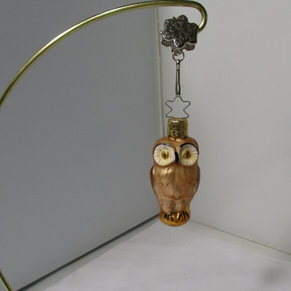 Inge-Glas Small Glass Brown Owl Bird Christmas Tree Holiday Ornament - Picture 2 of 6